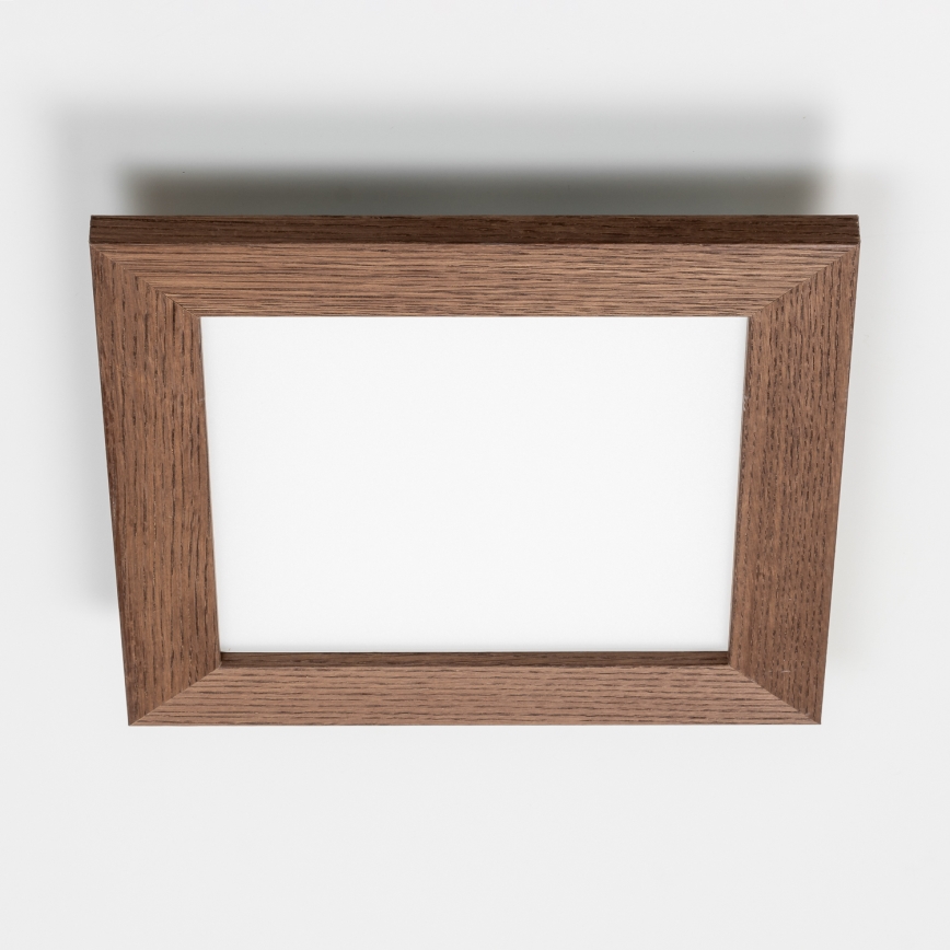 Eglo - LED RGBW prigušiva površinski montiran panel SALOBRENA-C WOOD LED/16W/230V 2700-6500K 34x34 cm tamno braon + daljinski upravljač