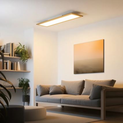 Eglo - LED RGBW prigušiva plafonski panel SALOBRENA-C WOOD LED/34W/230V 2700-6500K 34x124 cm braon + daljinski upravljač