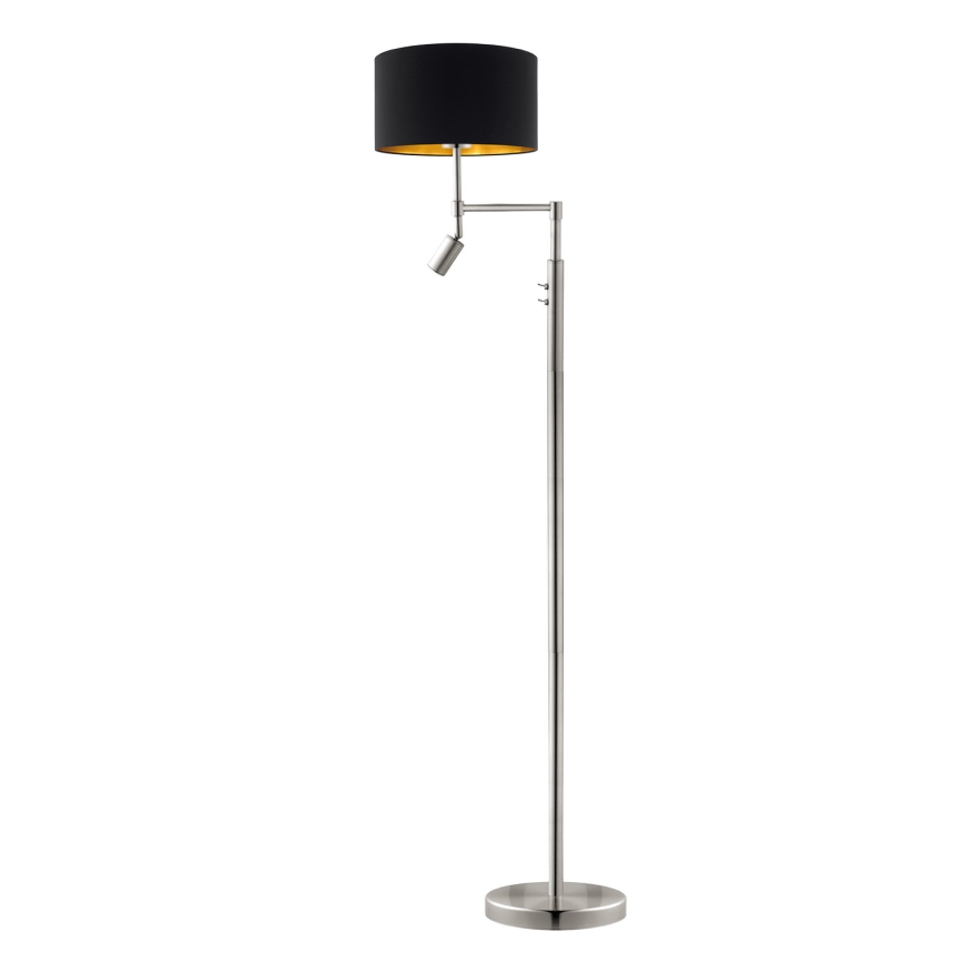 Eglo - LED podna lampa TUNJA 1xE27/60W/230V + LED/2,1W prečnik 38 cm mat hrom/crna