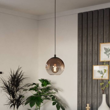 Eglo - Luster na sajli 1xE27/60W/230V crna/bež/zadimljena