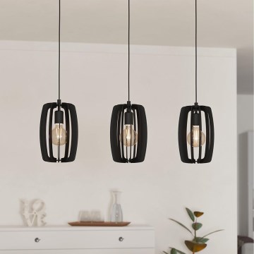 Eglo - Luster na sajli 3xE27/40W/230V crne boje