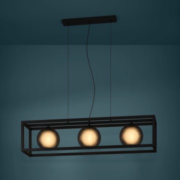 Eglo - Luster na sajli 3xE27/40W/230V dimljeno staklo/crna