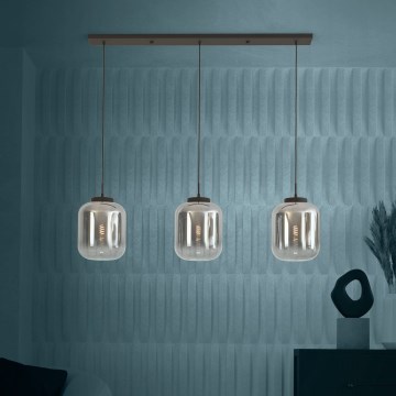 Eglo - Luster na sajli 3xE27/40W/230V zadimljeno