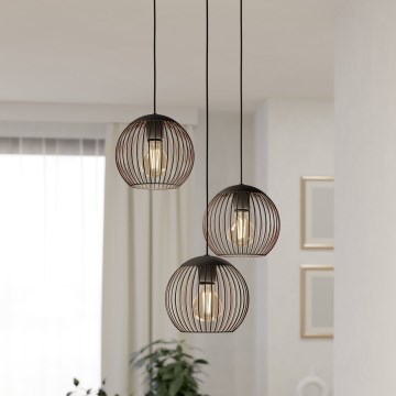 Eglo - Luster na sajli 3xE27/60W/230V crna