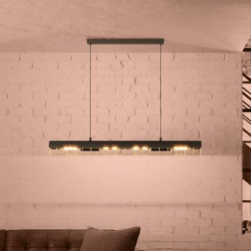 Eglo - Luster na sajli 4xE27/40W/230V crna/zlatna