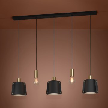 Eglo - Luster na sajli 5xE27/40W/230V crna/zlatna