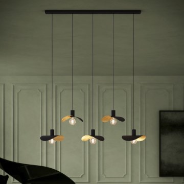 Eglo - Luster na sajli 5xE27/40W/230V crna/zlatna