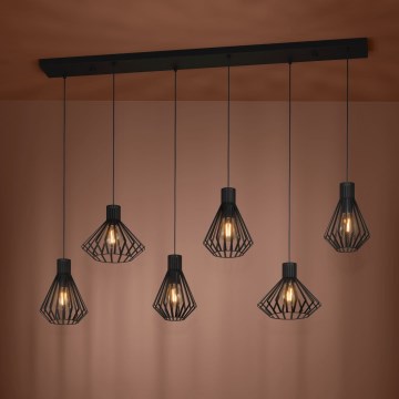 Eglo - Luster na sajli 6xE27/40W/230V crni