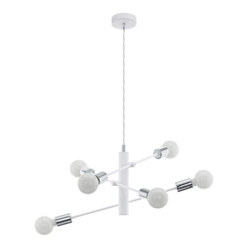Eglo - Luster na sajli 6xE27/60W/230V bela