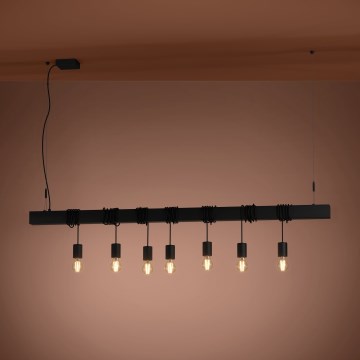 Eglo - Luster na sajli TOWNSHEND 7xE27/40W/230V, crne boje