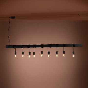 Eglo - Luster na sajli TOWNSHEND 9xE27/40W/230V crna