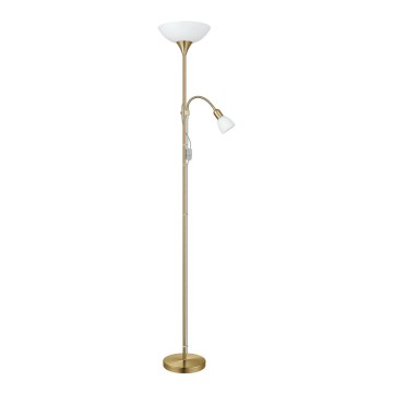 EGLO - Podna lampa 1xE27/60W + 1xE14/25W mesing