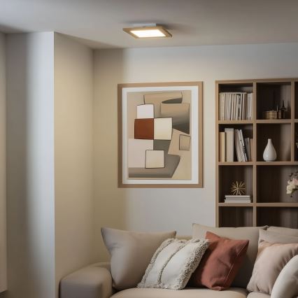 Eglo - LED RGBW prigušiva površinski montiran panel SALOBRENA-C WOOD LED/16W/230V 2700-6500K 34x34 cm braon + daljinski upravljač