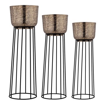 Eglo - SET 3x metalnih saksija, crna/zlatna