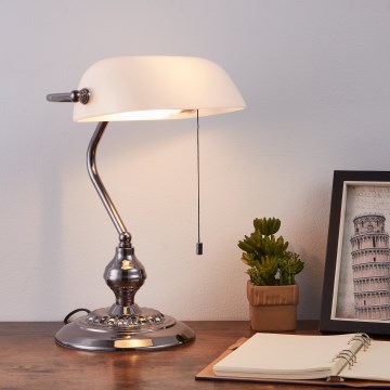 Eglo - Stona lampa 1xE27/60W/230V bela/sjajni hrom