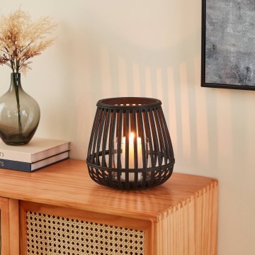 Eglo - Svećnjak 20x22 cm crna/bambus