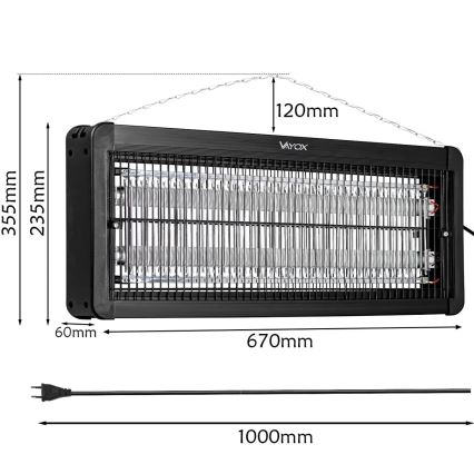 Električni lapač insekata 2x20W/230V za površinu do 180 m²