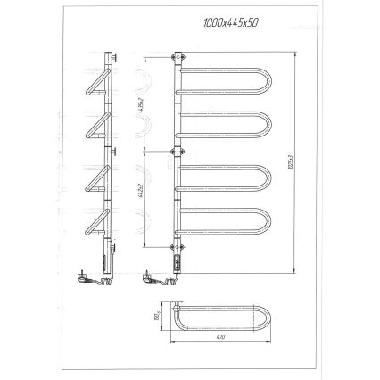 Električni okretni sušač za peškire ELECTRA 120W/230V 102,5x47,5 cm nerđajući čelik/hrom levi