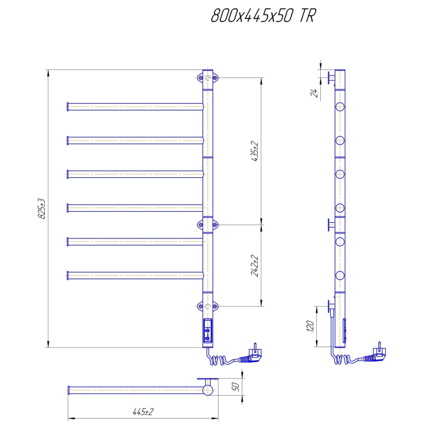 Električni rotirajući sušač za peškire VEER 80W/230V 80x44,5 cm inox/sijajni hrom