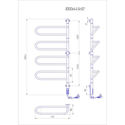 Električni rotirajući sušač za peškire ELECTRA 120W/230V 102,5x44,5 cm nerđajući čelik/hrom desni