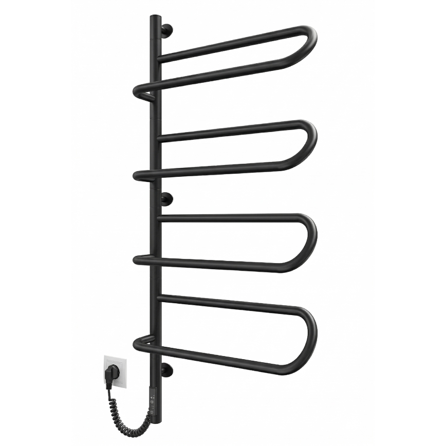 Električni okretni sušač peškira ELECTRA 120W/230V 102,5x47,5 cm nerđajući čelik/crna levostrani