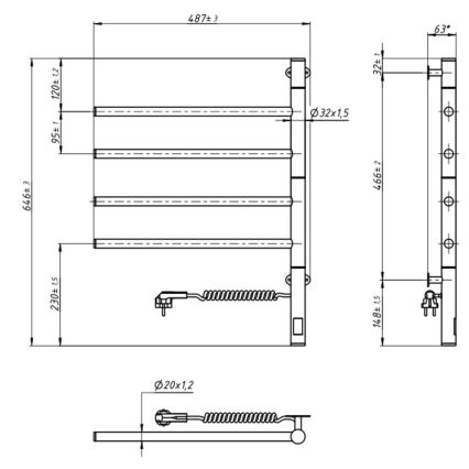 Električni rotirajući sušač za peškire sa termostatom ARABESQUE 150 W/230 V, 64,6 cm, IP44, bela
