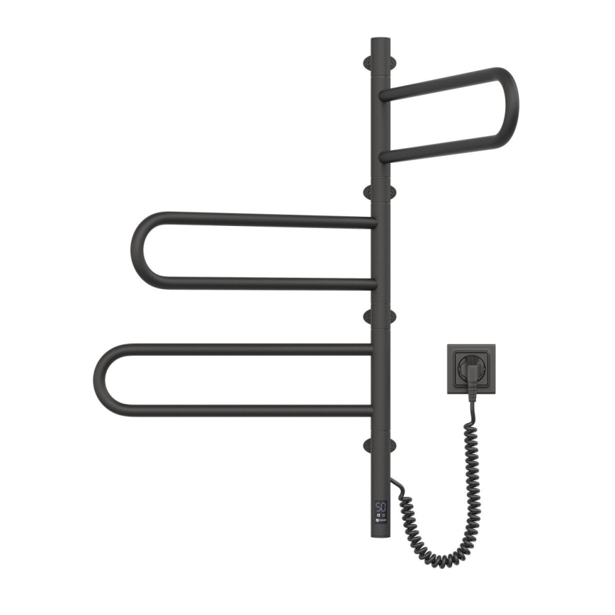 Električni rotirajući sušač za peškire sa termostatom FOUETTE 120W 80x49 cm crna
