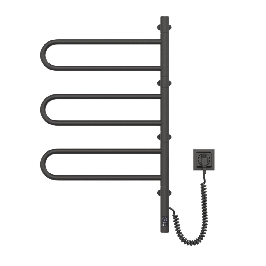 Električni rotirajući sušač za peškire sa termostatom FOUETTE 120W 80x49 cm crna