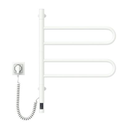 Električni rotirajući sušač za peškire sa termostatom FOUETTE, 60 W, 65 x 49 cm, bela
