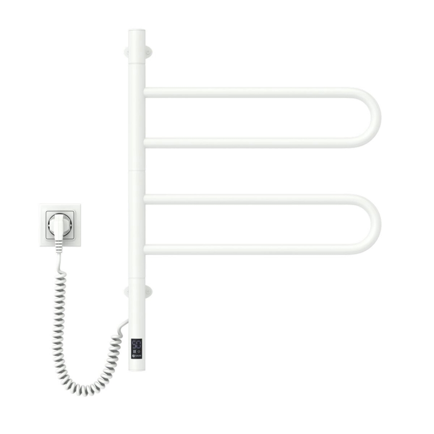 Električni rotirajući sušač za peškire sa termostatom FOUETTE, 60 W, 65 x 49 cm, bela