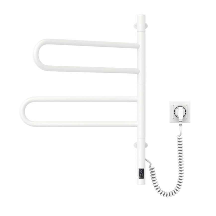 Električni rotirajući sušač za peškire sa termostatom FOUETTE, 60 W, 65 x 49 cm, bela