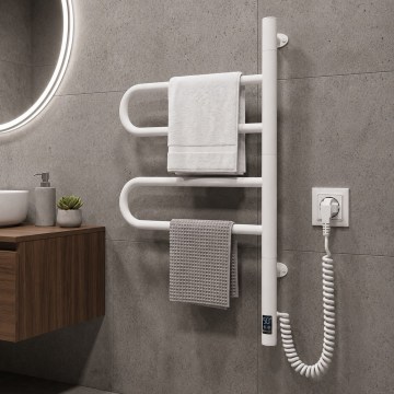 Električni rotirajući sušač za peškire sa termostatom FOUETTE 60W 65x49 cm bela