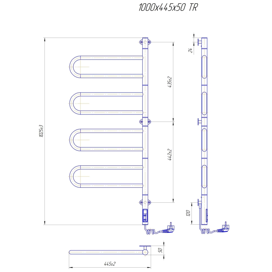 Električni rotirajući sušač za peškire TRISTAR 105W/230V 102,5x44,5 cm IP44 nerđajući/crna