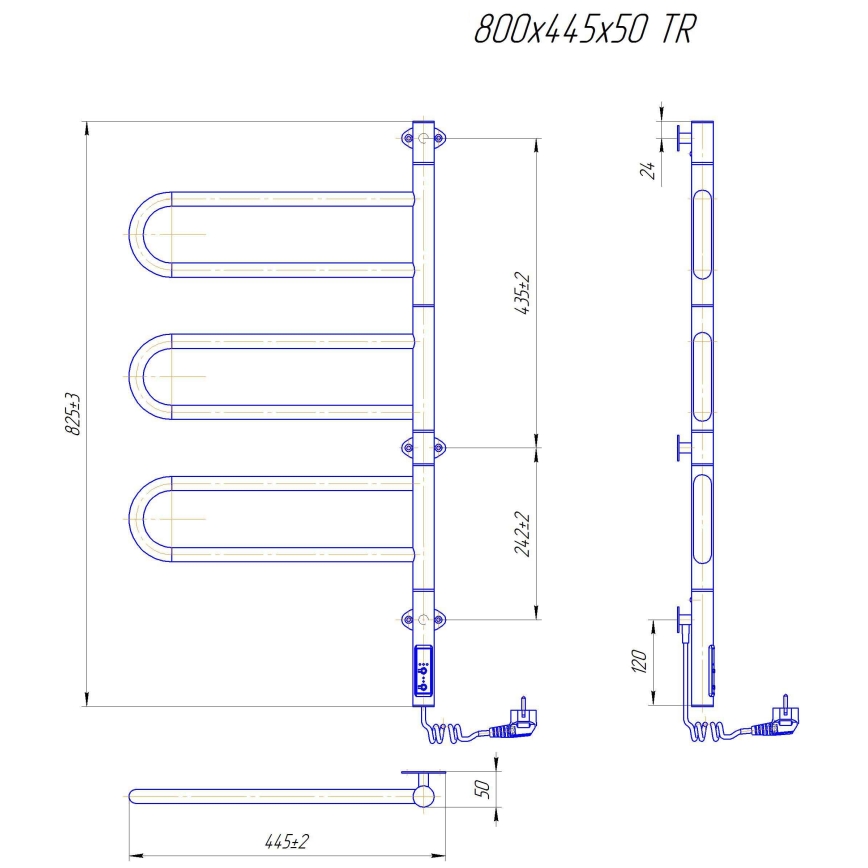 Električni rotirajući sušač za peškire TRISTAR 80W/230V 80x44,5 cm IP44 nerđajući čelik/polirani hrom