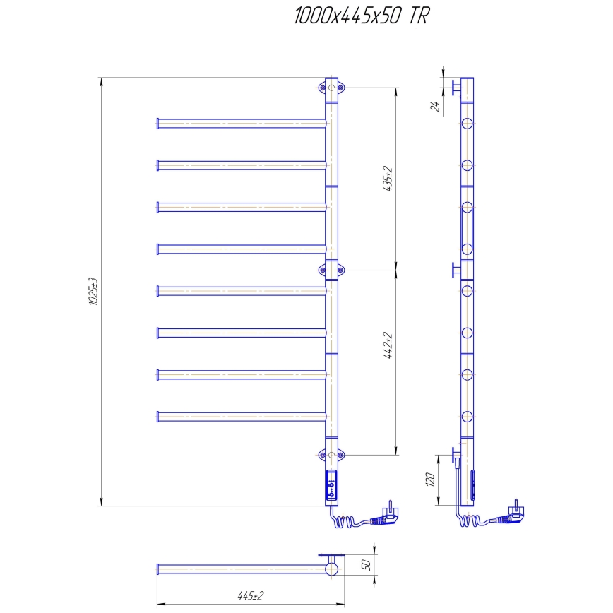 Električni rotirajući sušač za peškire VEER 95W/230V 100x44,5 cm inox/crna