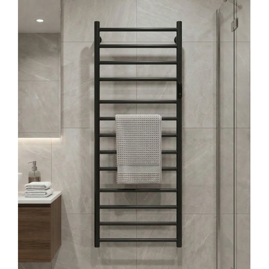 Električni sušač peškira 45x132 cm 180W nerđajući čelik/crna