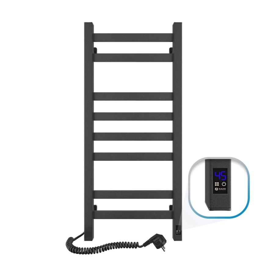 Električni sušač peškira sa termostatom AVANGARD 105W 80x36 cm, crni, levi