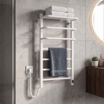 Električni sušač za peškire sa termostatom FORTIS 155W 80x48 cm, beo, levi