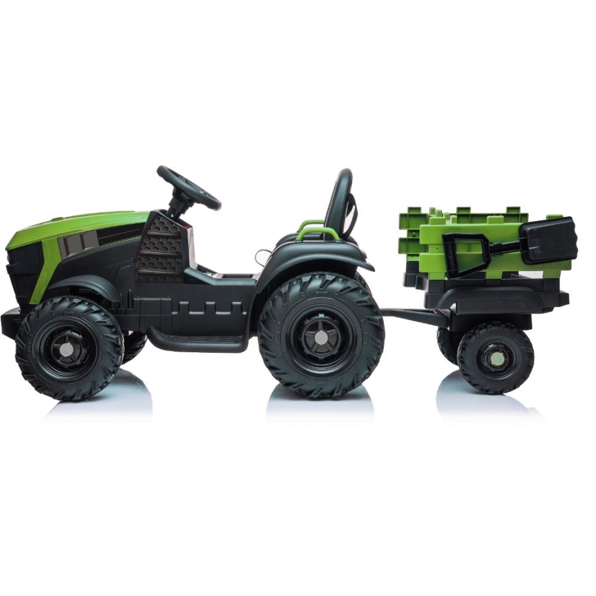 Električni traktor sa prikolicom 2x30W/7000 mAh crna/zelena + daljinski upravljač
