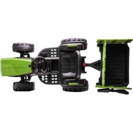 Električni traktor sa prikolicom 2x30W/7000 mAh crna/zelena + daljinski upravljač