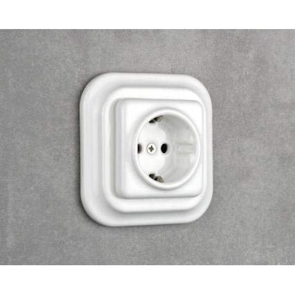 Elhard - Keramička retro kućna utičnica sa okvirom SCHUKO 230V bela