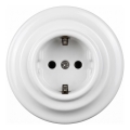 Elhard - Keramička retro kućna utičnica sa okvirom SCHUKO 230V bela