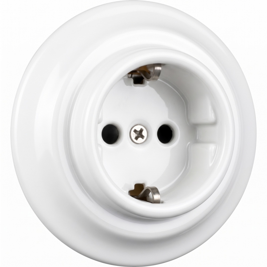Elhard - Keramička retro kućna utičnica sa okvirom SCHUKO 230V bela