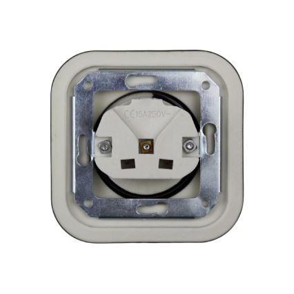Elhard - Keramička retro kućna utičnica sa ramom SCHUKO 230V crna