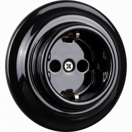 Elhard - Keramička retro kućna utičnica sa ramom SCHUKO 230V crna
