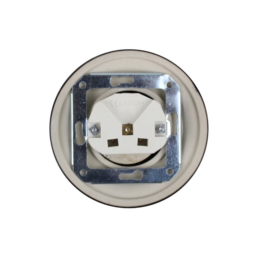 Elhard - Keramička retro kućna utičnica sa ramom SCHUKO 230V crna