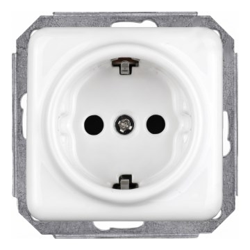 Elhard - Keramička retro kućna utičnica SCHUKO 230 V bez okvira, bela