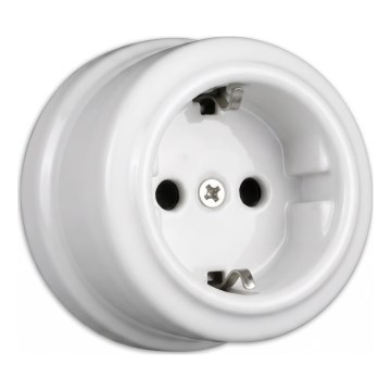 Elhard - Keramička retro kućna utičnica SCHUKO 230V bela
