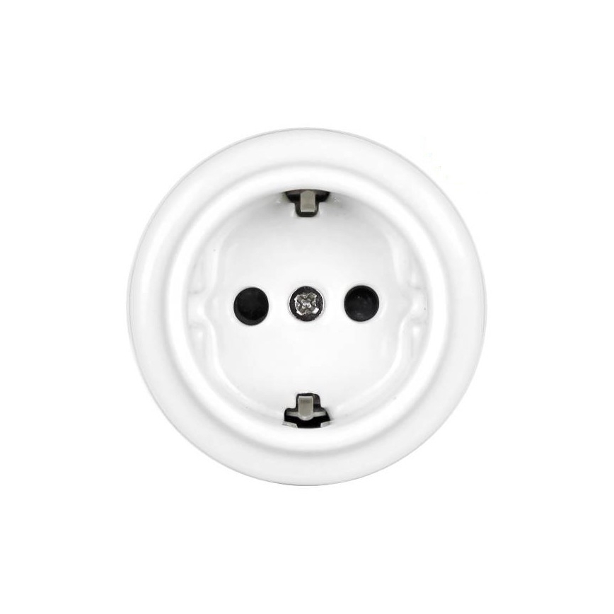 Elhard - Keramička retro kućna utičnica SCHUKO 230V bela