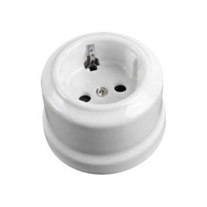 Elhard - Keramička retro kućna utičnica SCHUKO 230V bela